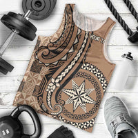 Personalized Tonga Ngatu Men Tank Top Vintage Brown Manulua Motifs LT7 - Polynesian Pride