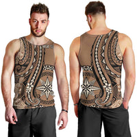 Personalized Tonga Ngatu Men Tank Top Vintage Brown Manulua Motifs LT7 - Polynesian Pride