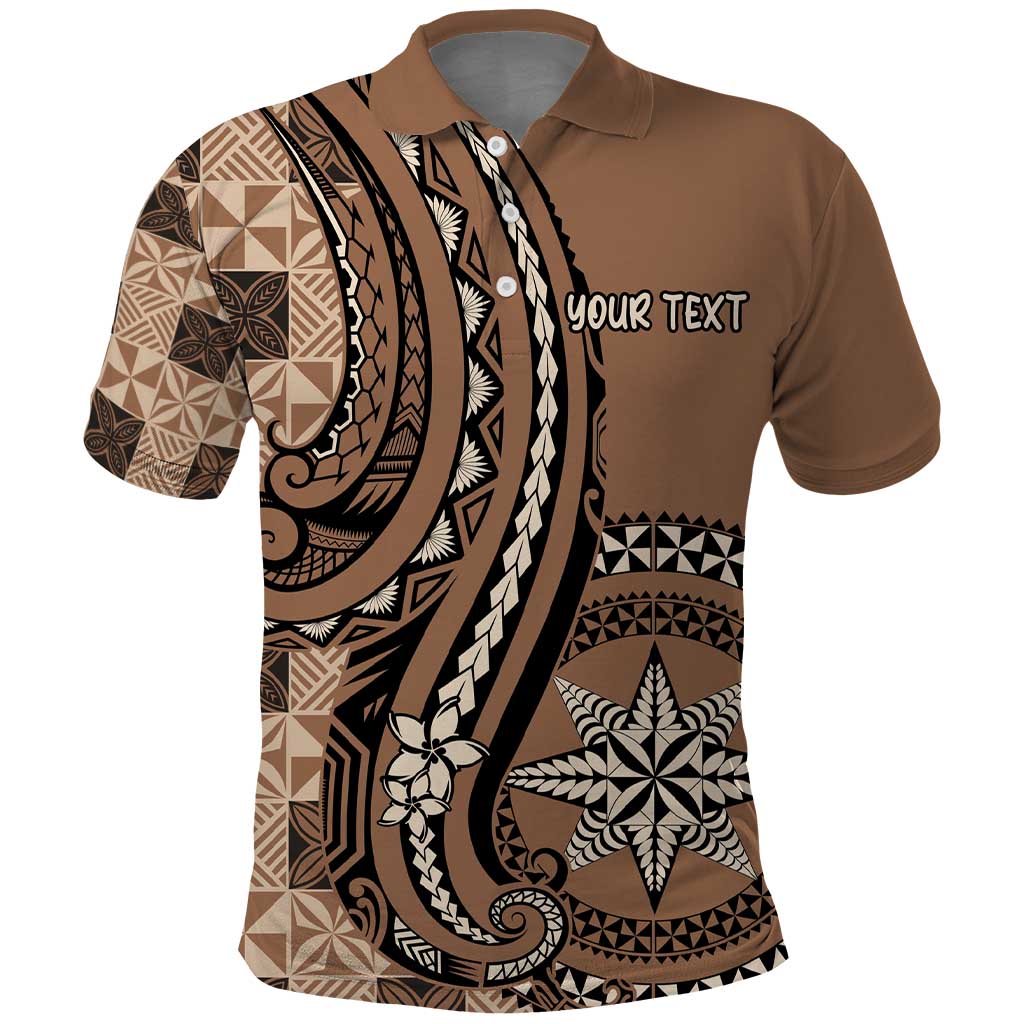 Personalized Tonga Ngatu Polo Shirt Vintage Brown Manulua Motifs