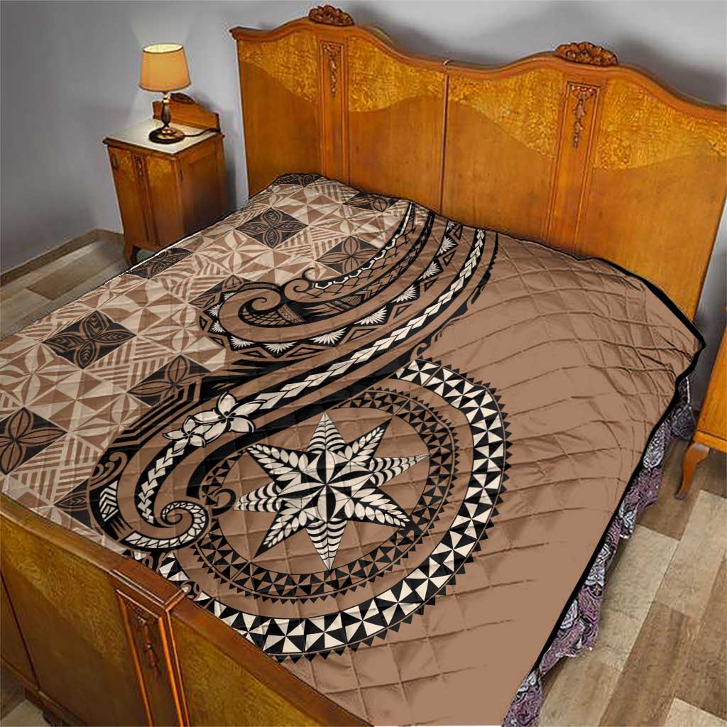 Tonga Ngatu Quilt Vintage Brown Manulua Motifs