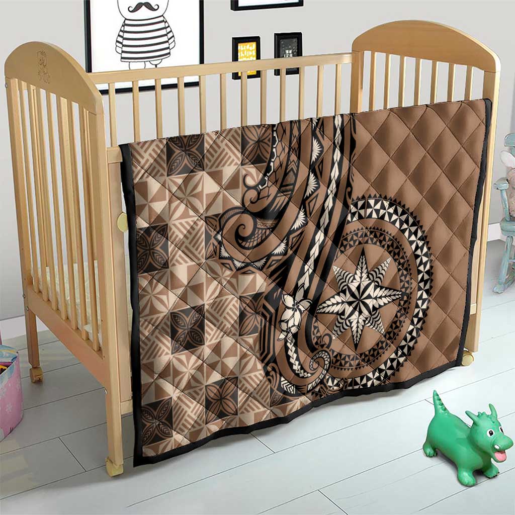 Tonga Ngatu Quilt Vintage Brown Manulua Motifs