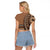 Personalized Tonga Ngatu Raglan Cropped T Shirt Vintage Brown Manulua Motifs