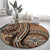 Tonga Ngatu Round Carpet Vintage Brown Manulua Motifs