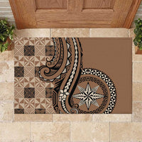 Tonga Ngatu Rubber Doormat Vintage Brown Manulua Motifs LT7 Brown - Polynesian Pride