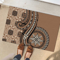 Tonga Ngatu Rubber Doormat Vintage Brown Manulua Motifs LT7 - Polynesian Pride