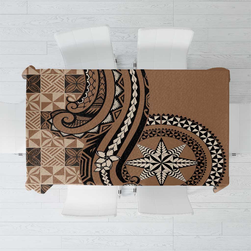 Tonga Ngatu Tablecloth Vintage Brown Manulua Motifs LT7 Brown - Polynesian Pride
