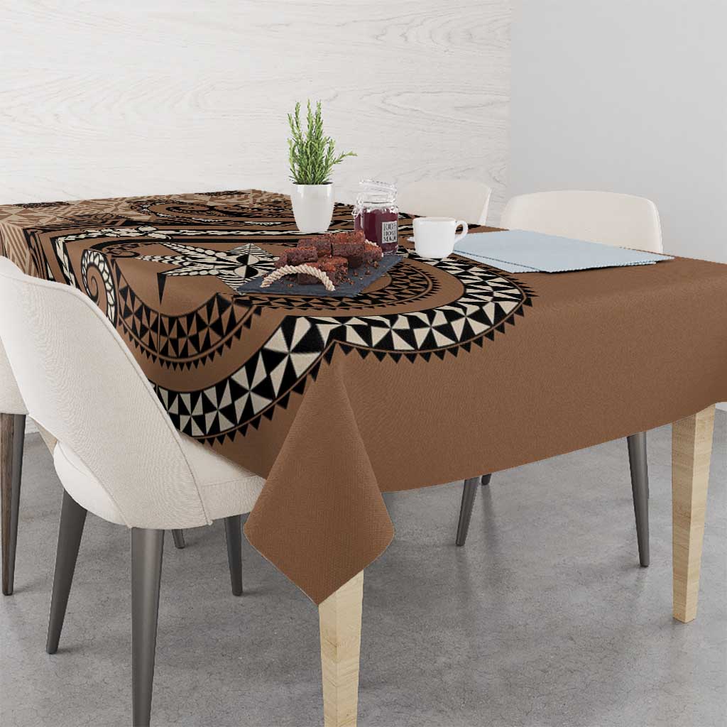 Tonga Ngatu Tablecloth Vintage Brown Manulua Motifs LT7 - Polynesian Pride