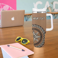 Personalized Tonga Ngatu Tumbler With Handle Vintage Brown Manulua Motifs LT7 - Polynesian Pride