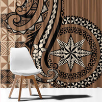 Tonga Ngatu Window Curtain Vintage Brown Manulua Motifs LT7 - Polynesian Pride
