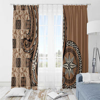 Tonga Ngatu Window Curtain Vintage Brown Manulua Motifs LT7 - Polynesian Pride