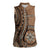 Personalized Tonga Ngatu Women Sleeveless Polo Shirt Vintage Brown Manulua Motifs