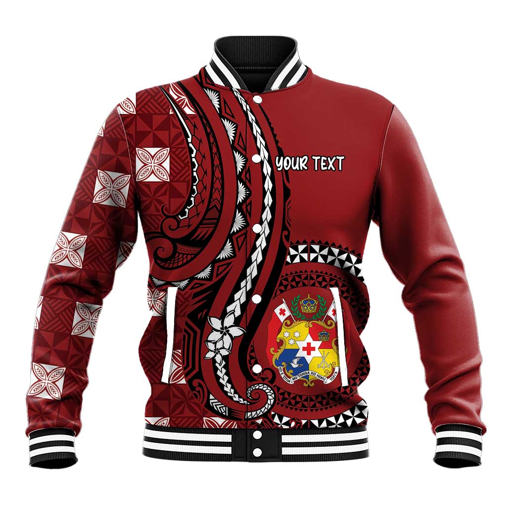 Personalized Tonga Ngatu Baseball Jacket Iconic Red Manulua Motifs LT7 Unisex Red - Polynesian Pride