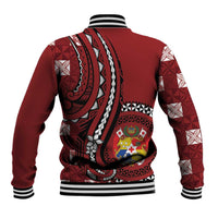 Personalized Tonga Ngatu Baseball Jacket Iconic Red Manulua Motifs LT7 - Polynesian Pride