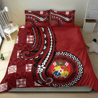 Tonga Ngatu Bedding Set Iconic Red Manulua Motifs