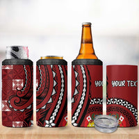 Personalized Tonga Ngatu 4 in 1 Can Cooler Tumbler Iconic Red Manulua Motifs LT7 - Polynesian Pride