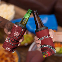 Personalized Tonga Ngatu 4 in 1 Can Cooler Tumbler Iconic Red Manulua Motifs LT7 - Polynesian Pride