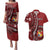 Personalized Tonga Ngatu Couples Matching Puletasi and Hawaiian Shirt Iconic Red Manulua Motifs