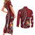 Personalized Tonga Ngatu Couples Matching Short Sleeve Bodycon Dress and Long Sleeve Button Shirt Iconic Red Manulua Motifs