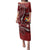 Personalized Tonga Ngatu Family Matching Puletasi and Hawaiian Shirt Iconic Red Manulua Motifs