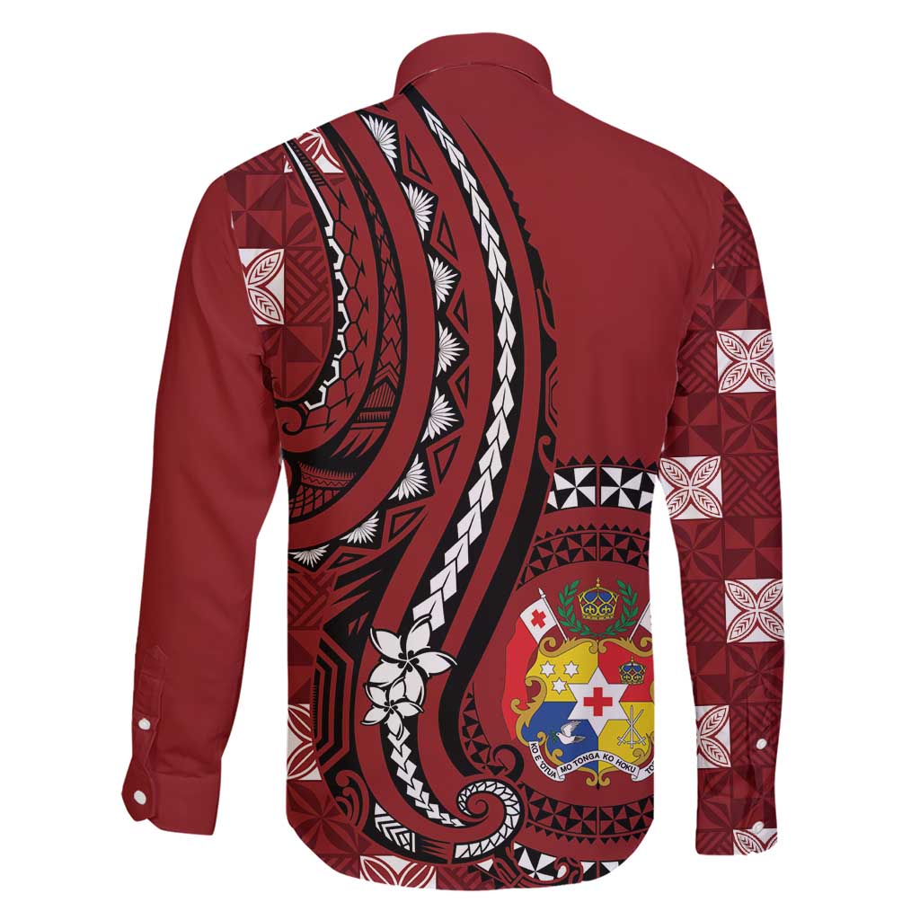 Personalized Tonga Ngatu Family Matching Short Sleeve Bodycon Dress and Hawaiian Shirt Iconic Red Manulua Motifs
