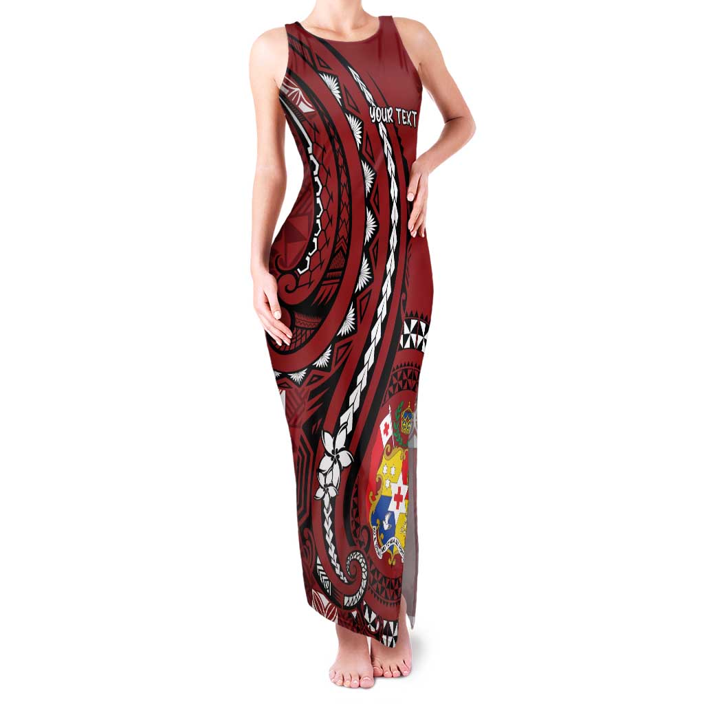 Personalized Tonga Ngatu Family Matching Tank Maxi Dress and Hawaiian Shirt Iconic Red Manulua Motifs
