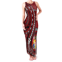 Personalized Tonga Ngatu Family Matching Tank Maxi Dress and Hawaiian Shirt Iconic Red Manulua Motifs