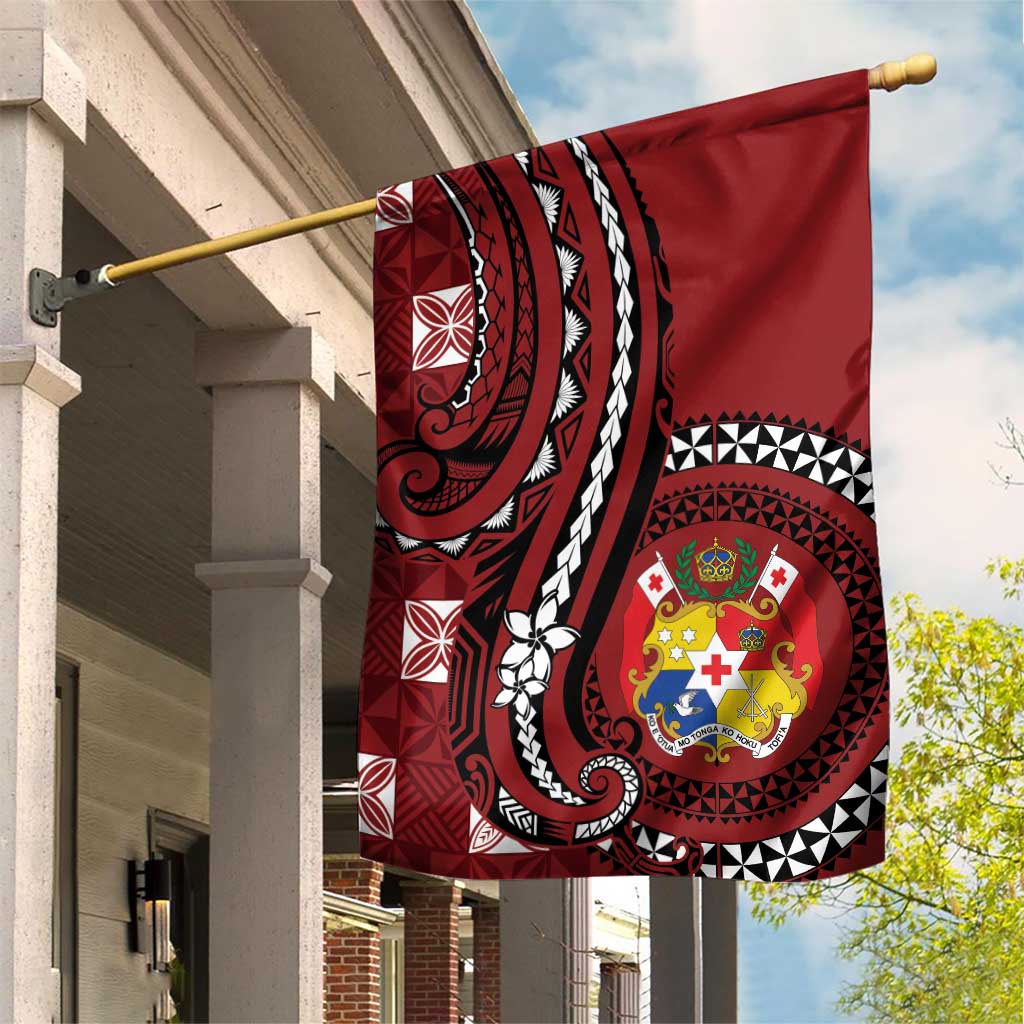 Tonga Ngatu Garden Flag Iconic Red Manulua Motifs LT7 House Flag Red - Polynesian Pride