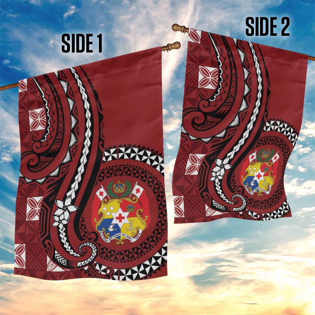 Tonga Ngatu Garden Flag Iconic Red Manulua Motifs LT7 - Polynesian Pride