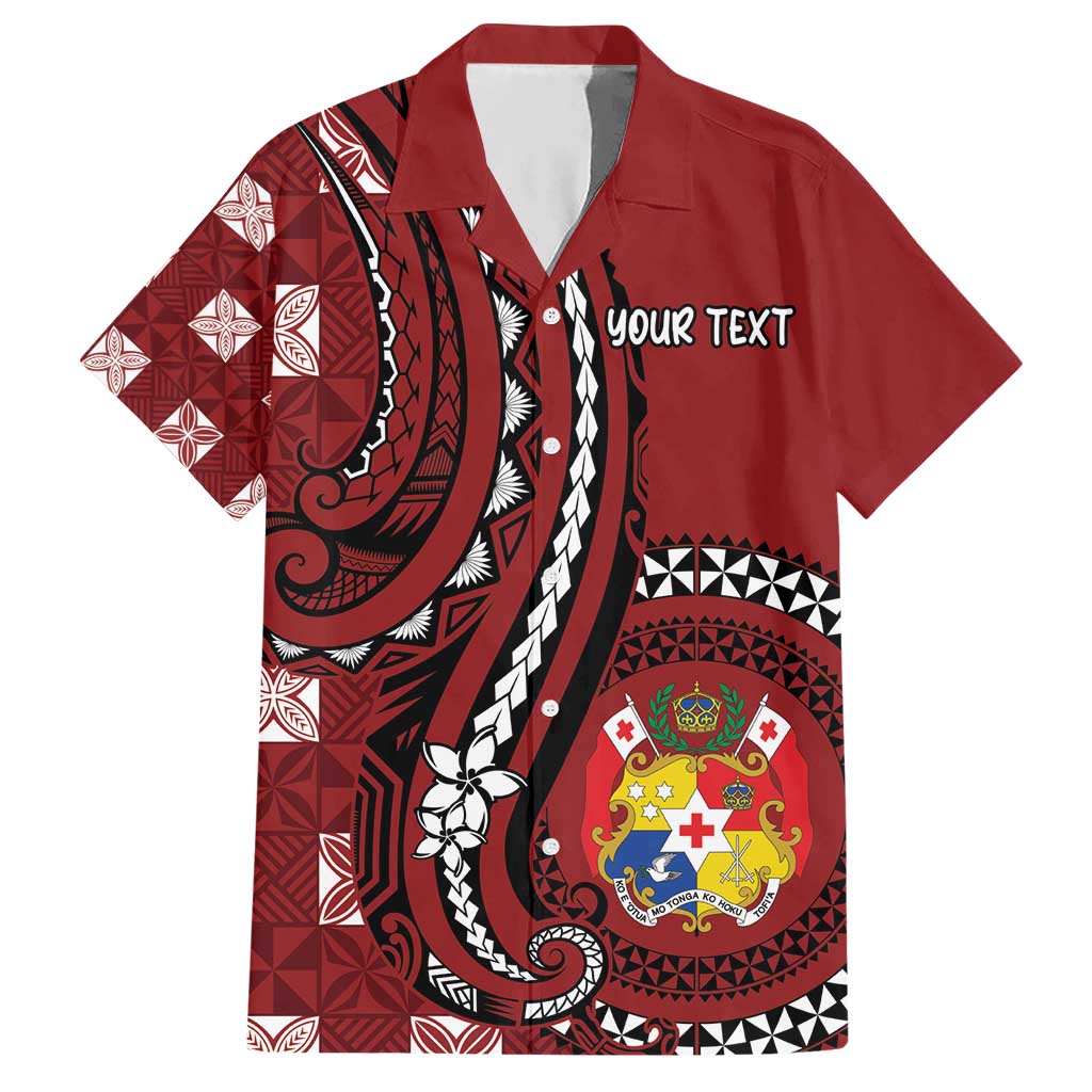 Personalized Tonga Ngatu Hawaiian Shirt Iconic Red Manulua Motifs LT7 Red - Polynesian Pride