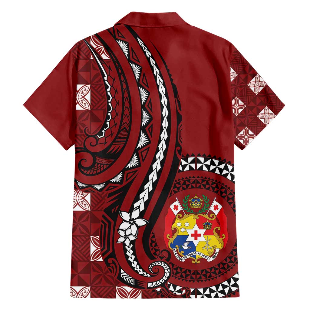 Personalized Tonga Ngatu Hawaiian Shirt Iconic Red Manulua Motifs LT7 - Polynesian Pride