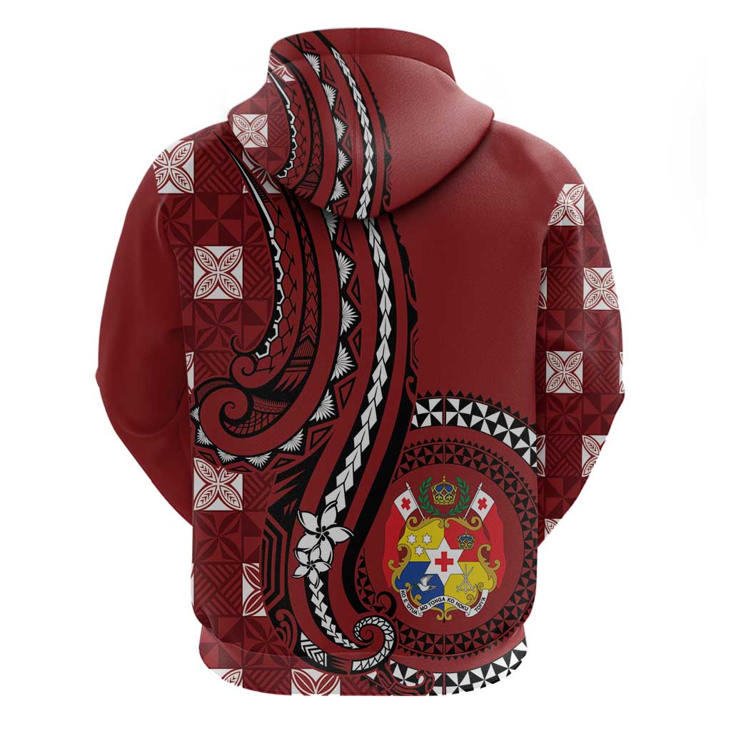 Personalized Tonga Ngatu Hoodie Iconic Red Manulua Motifs