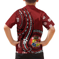 Personalized Tonga Ngatu Kid Hawaiian Shirt Iconic Red Manulua Motifs LT7 - Polynesian Pride