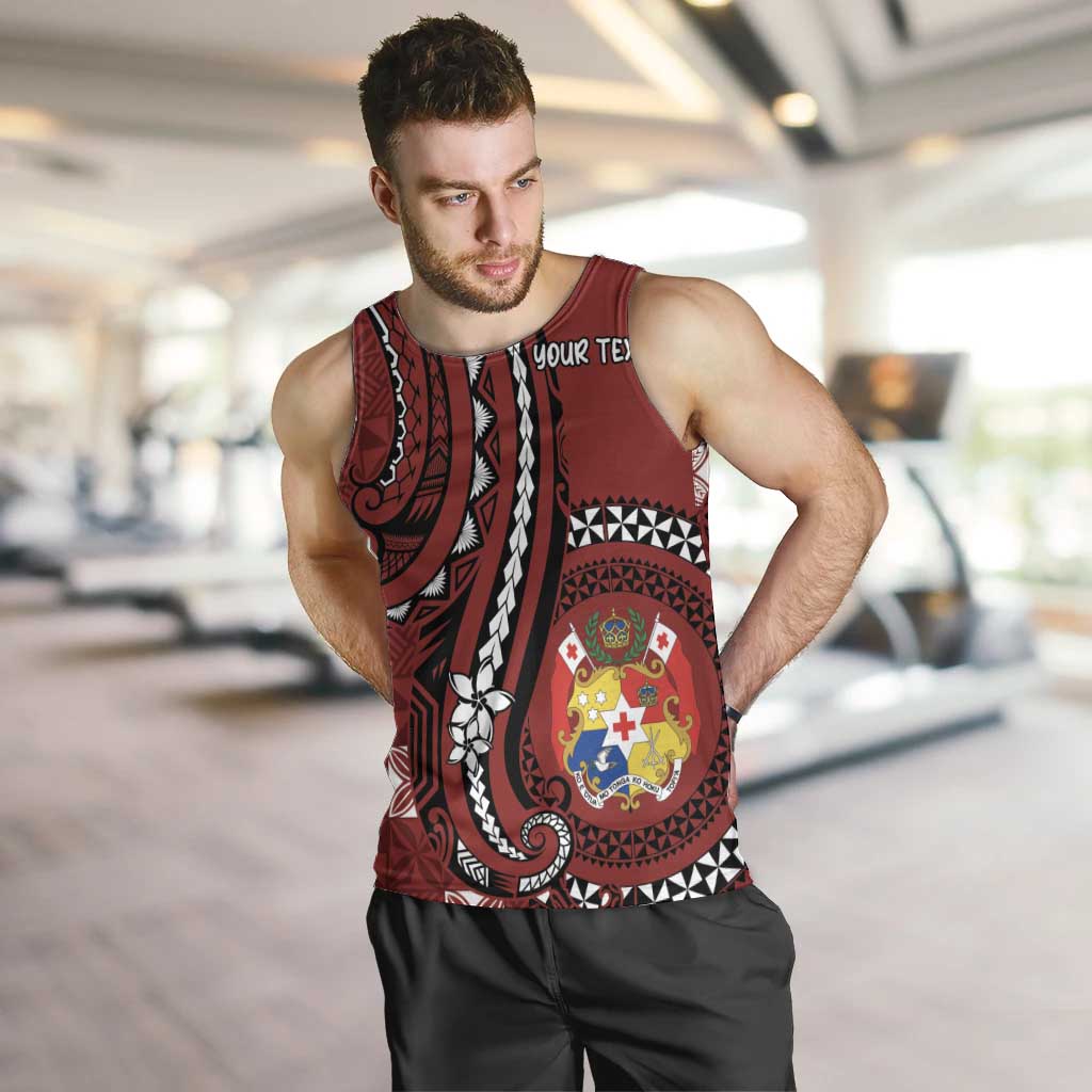 Personalized Tonga Ngatu Men Tank Top Iconic Red Manulua Motifs LT7 Red - Polynesian Pride