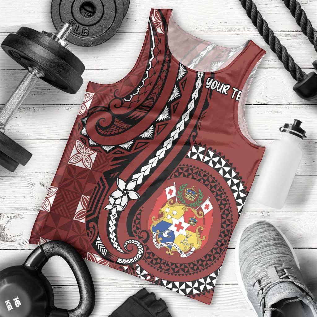 Personalized Tonga Ngatu Men Tank Top Iconic Red Manulua Motifs LT7 - Polynesian Pride
