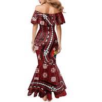 Personalized Tonga Ngatu Mermaid Dress Iconic Red Manulua Motifs