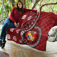 Tonga Ngatu Quilt Iconic Red Manulua Motifs