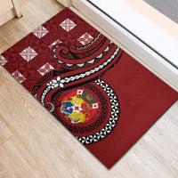 Tonga Ngatu Rubber Doormat Iconic Red Manulua Motifs LT7 - Polynesian Pride