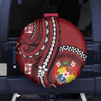 Tonga Ngatu Spare Tire Cover Iconic Red Manulua Motifs