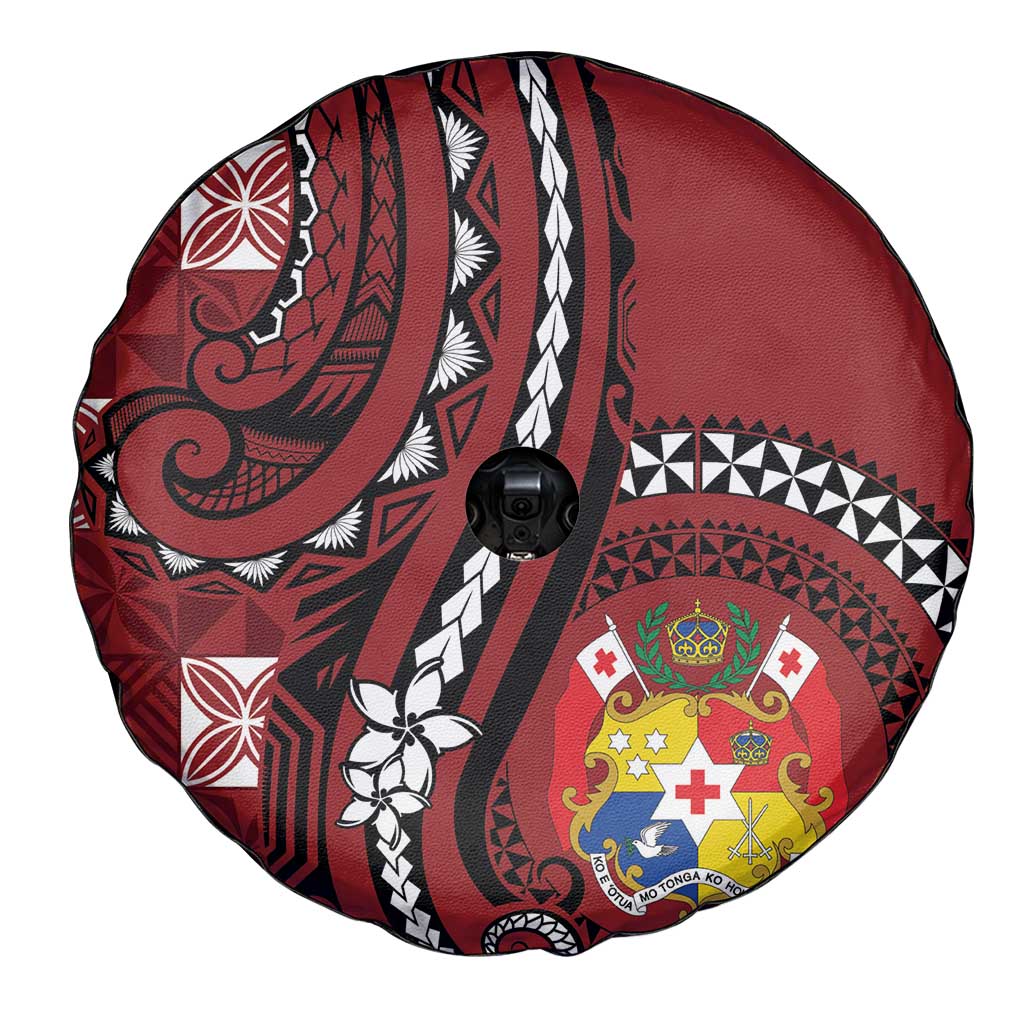 Tonga Ngatu Spare Tire Cover Iconic Red Manulua Motifs