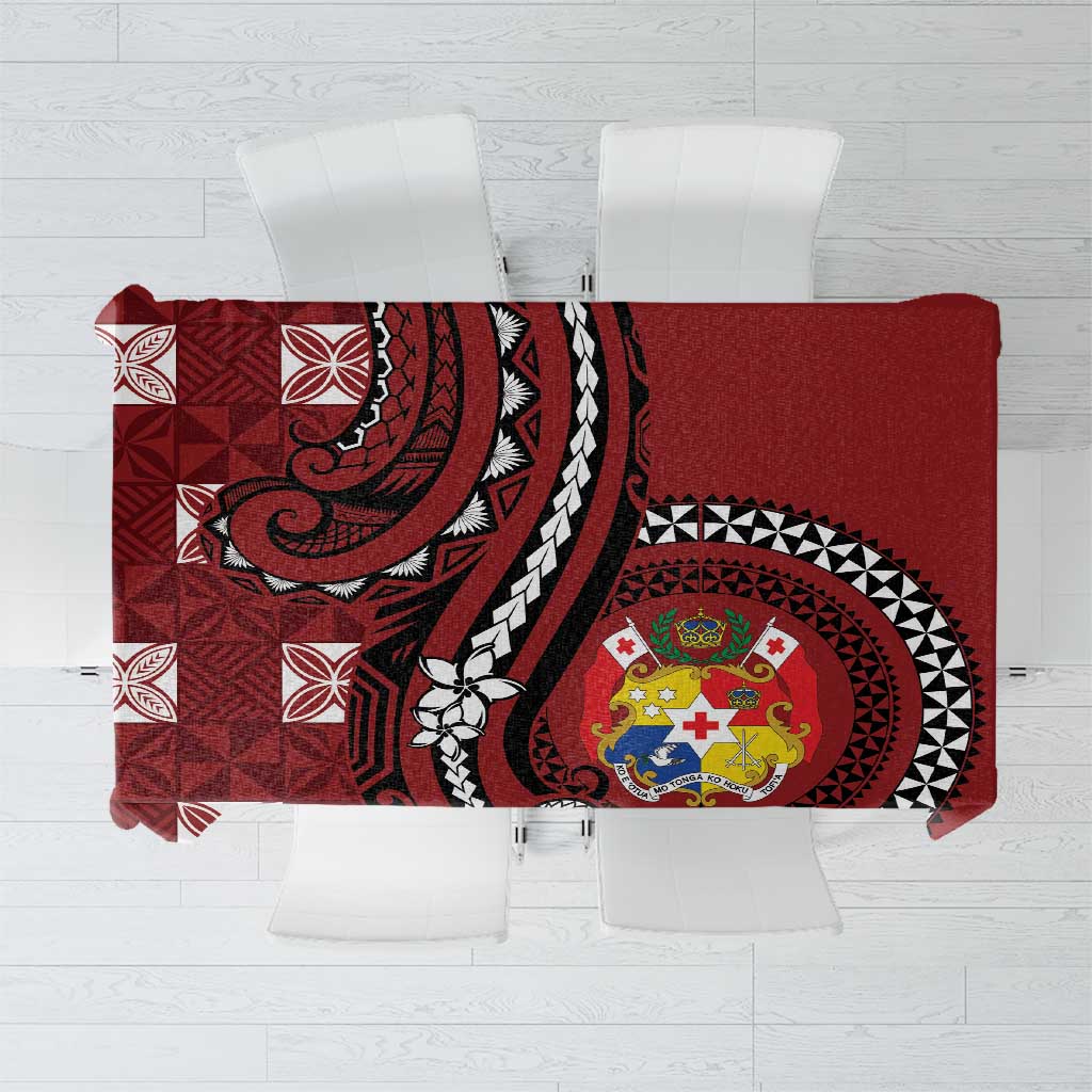 Tonga Ngatu Tablecloth Iconic Red Manulua Motifs LT7 Red - Polynesian Pride
