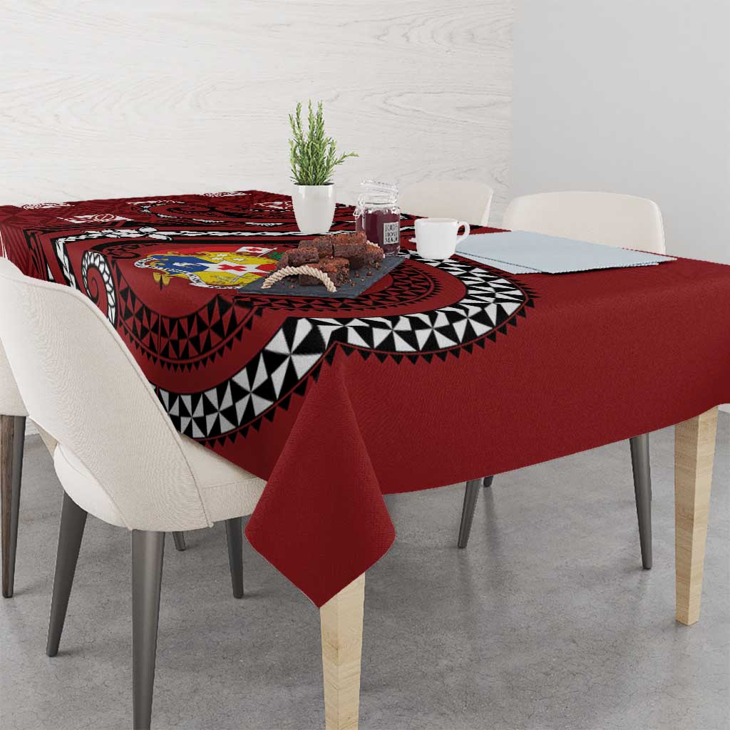 Tonga Ngatu Tablecloth Iconic Red Manulua Motifs LT7 - Polynesian Pride