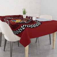 Tonga Ngatu Tablecloth Iconic Red Manulua Motifs LT7 - Polynesian Pride