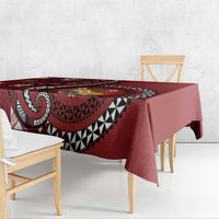 Tonga Ngatu Tablecloth Iconic Red Manulua Motifs LT7 - Polynesian Pride