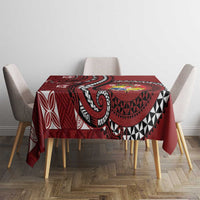 Tonga Ngatu Tablecloth Iconic Red Manulua Motifs LT7 - Polynesian Pride