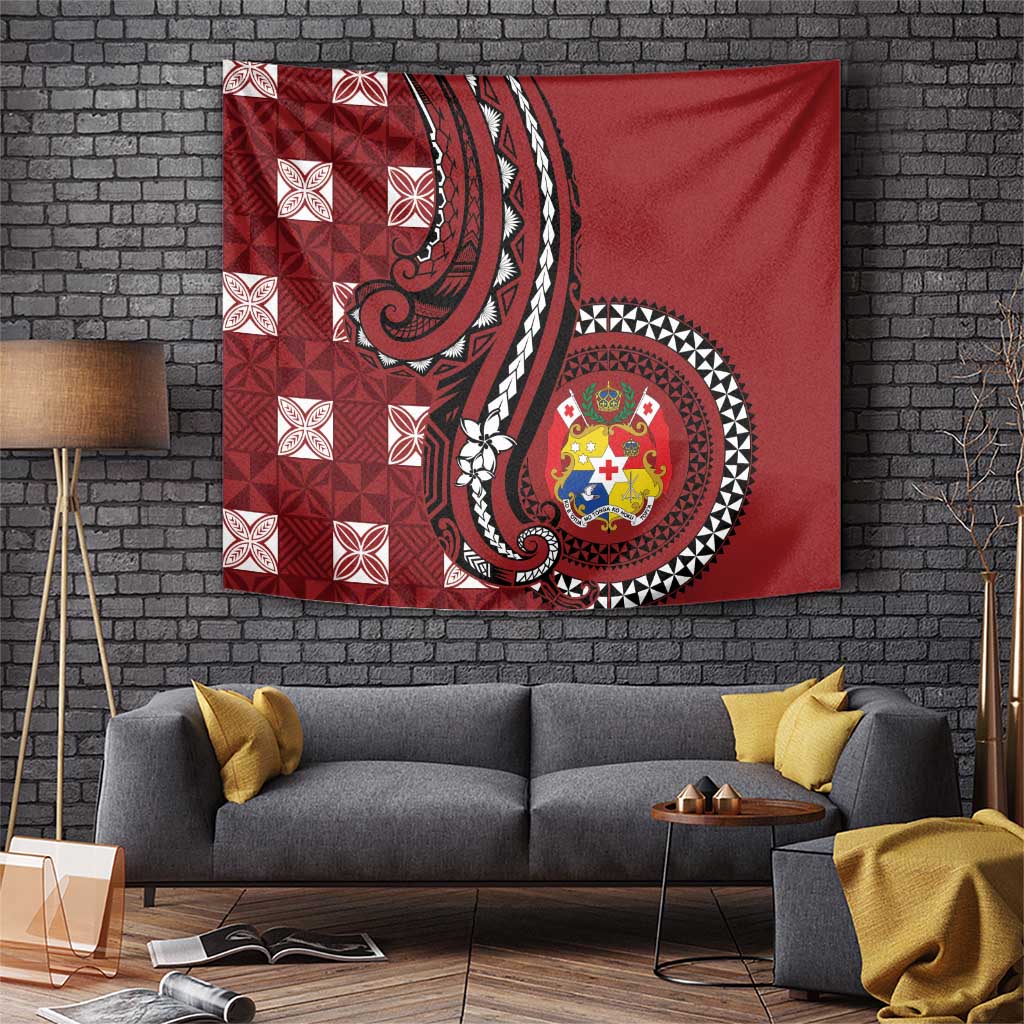 Tonga Ngatu Tapestry Iconic Red Manulua Motifs
