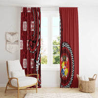 Tonga Ngatu Window Curtain Iconic Red Manulua Motifs LT7 - Polynesian Pride