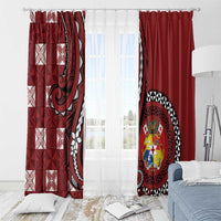 Tonga Ngatu Window Curtain Iconic Red Manulua Motifs LT7 - Polynesian Pride