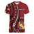 Personalized Tonga Ngatu Women V-Neck T-Shirt Iconic Red Manulua Motifs