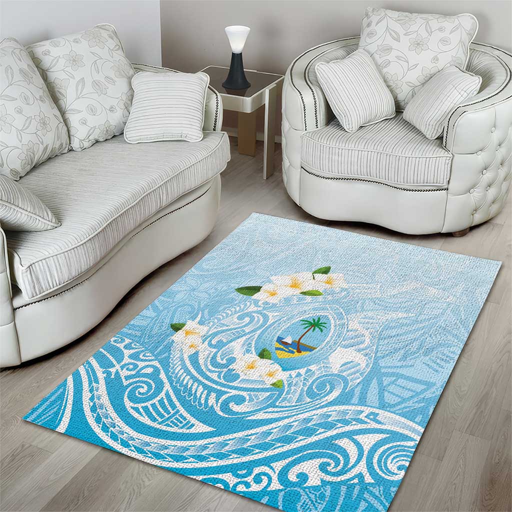 Guam Fishhook Mix Guasali Flowers Area Rug Dreaming Turquoise LT7 - Polynesian Pride