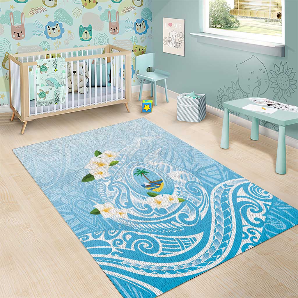 Guam Fishhook Mix Guasali Flowers Area Rug Dreaming Turquoise LT7 - Polynesian Pride